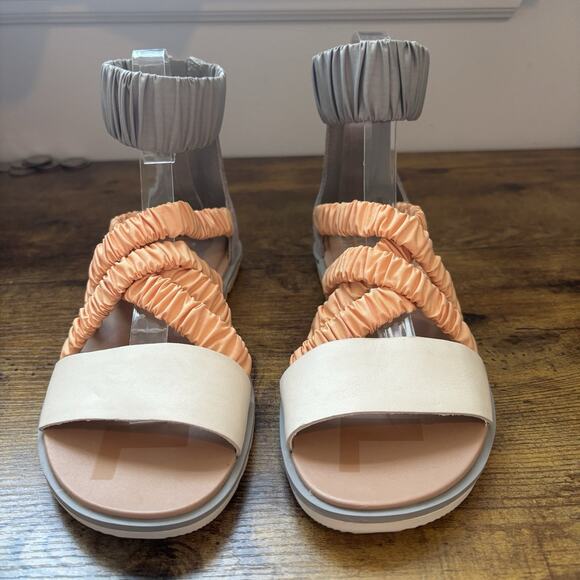 Sorel Womens Shoes 6 1/2 Gray And Orange Ella II Ankle Strap Sandal Back Zip - Picture 5 of 12